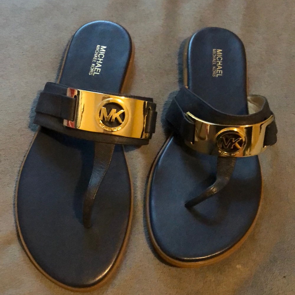 Blue and Gold MK Sandals